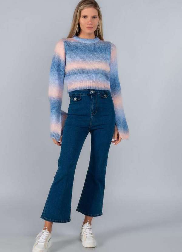 Lamis - Cropped Tricot Color Recorte nas Costas Azul