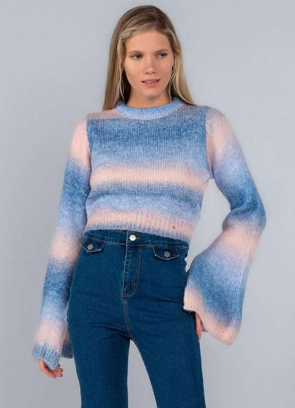 Lamis - Cropped Tricot Color Recorte nas Costas Azul 2