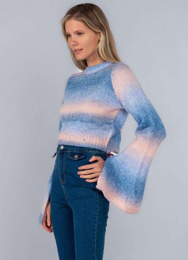 Lamis - Cropped Tricot Color Recorte nas Costas Azul 3