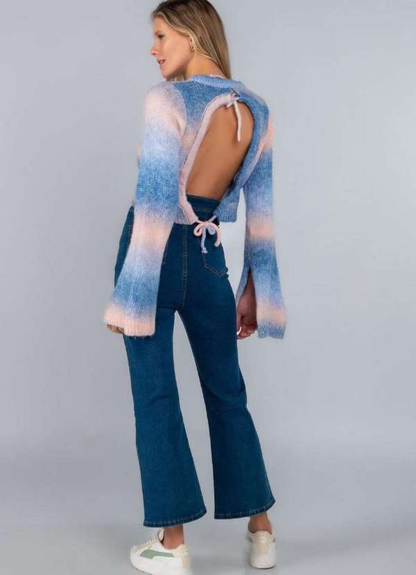 Lamis - Cropped Tricot Color Recorte nas Costas Azul 4