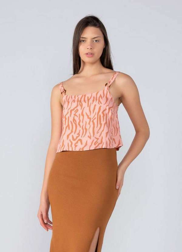 Lamis - Cropped Viscose Estampado Rose