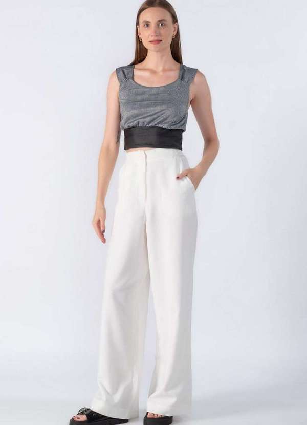 Lamis - Cropped Xadrez com Alca Cinza 2