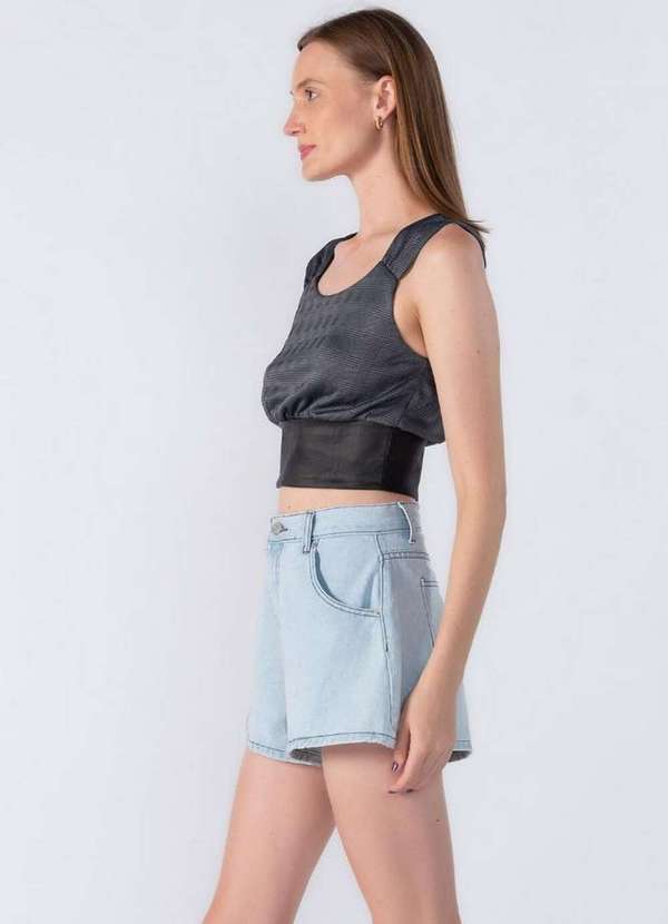 Lamis - Cropped Xadrez com Alca Preto 3