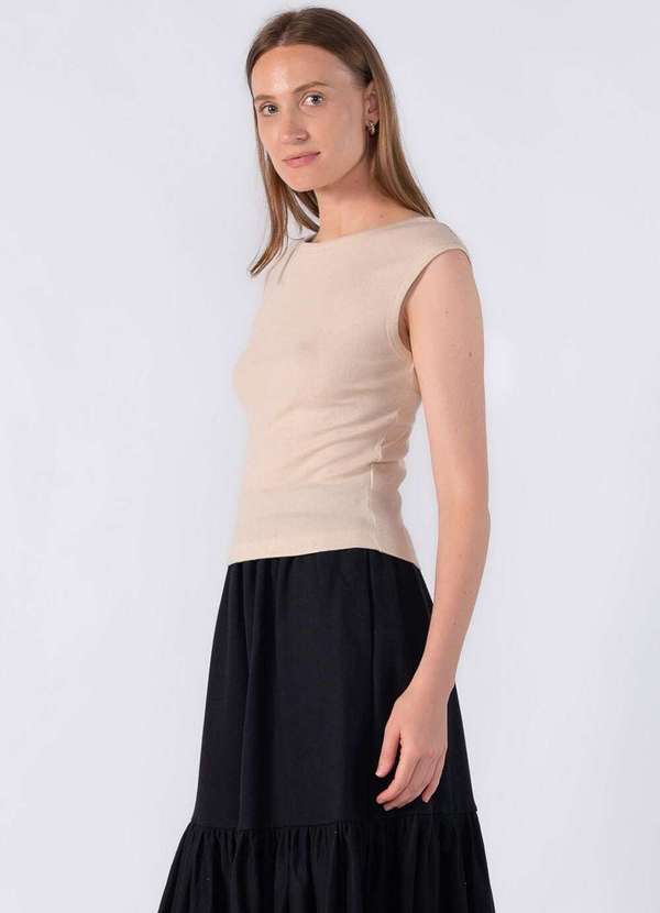 Lamis - Regata Canelada com Decote Costas Bege 3