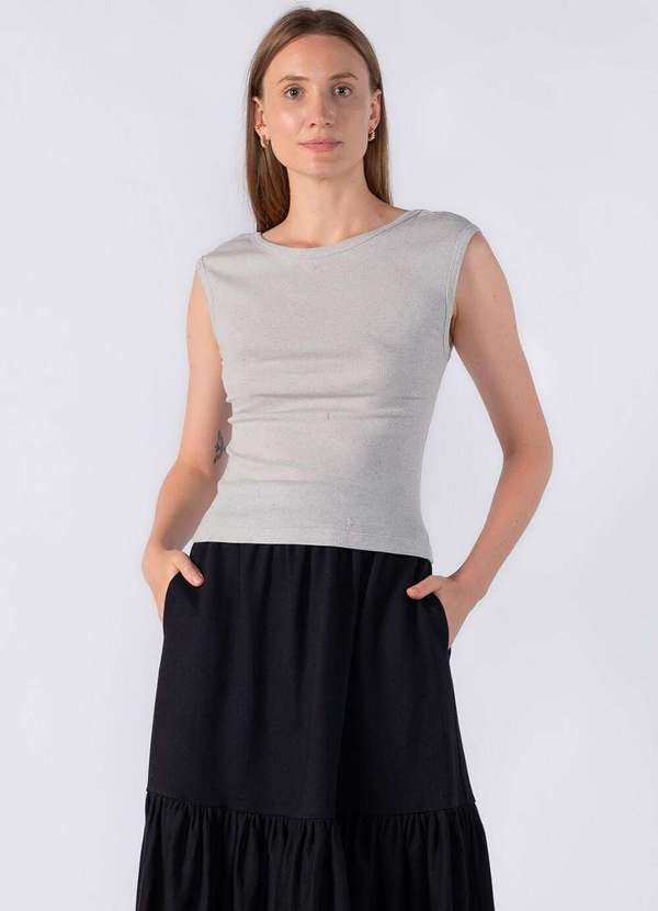 Lamis - Regata Canelada com Decote Costas Cinza 2