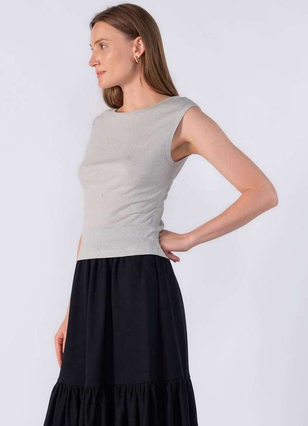 Lamis - Regata Canelada com Decote Costas Cinza 3