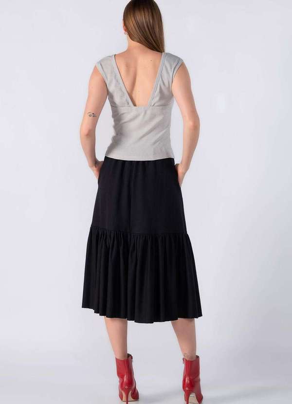 Lamis - Regata Canelada com Decote Costas Cinza 4