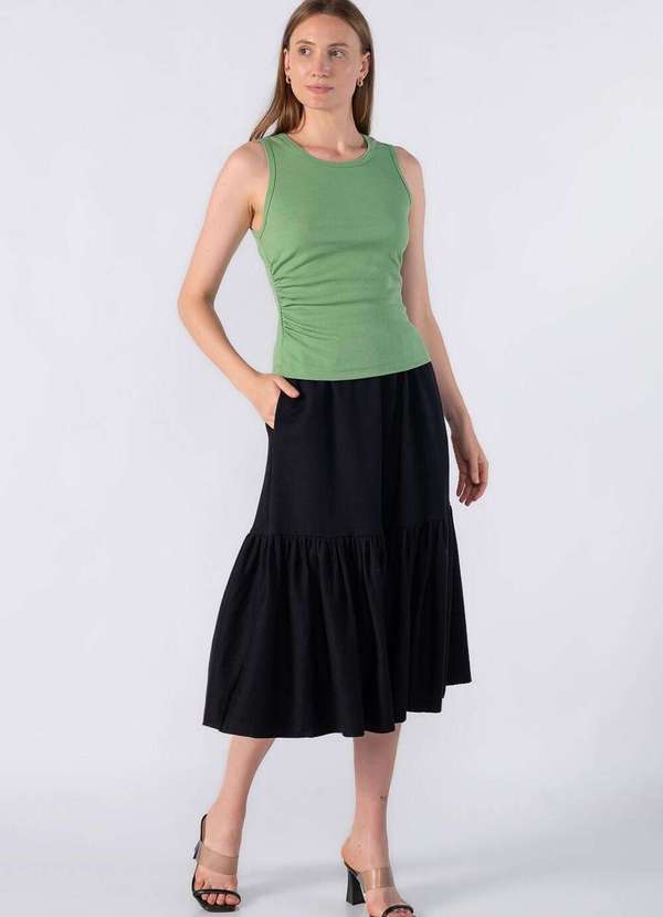 Lamis - Regata Canelada Franzido Lateral Verde