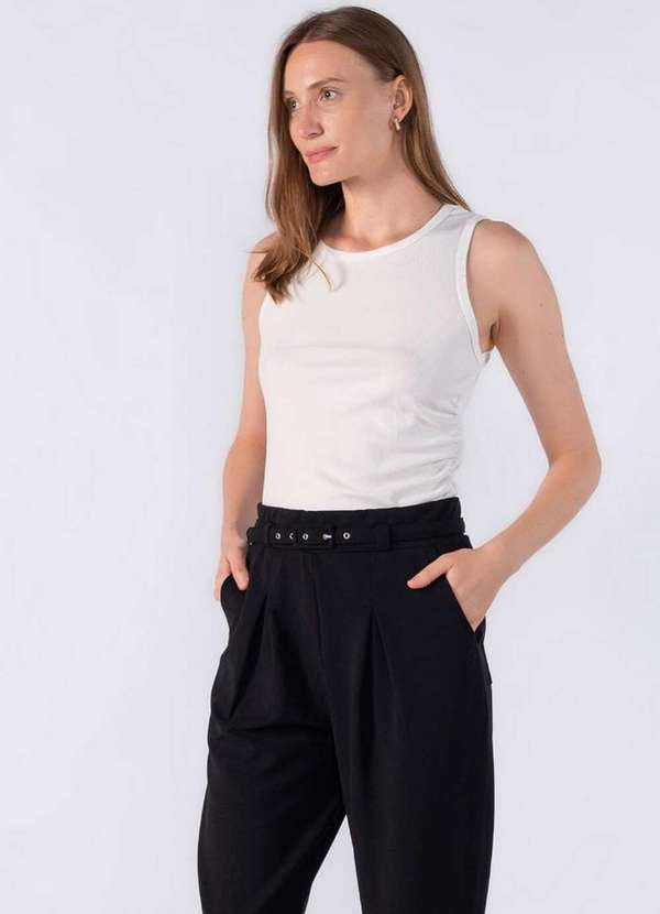 Lamis - Regata Canelada Franzido Lateral Off White