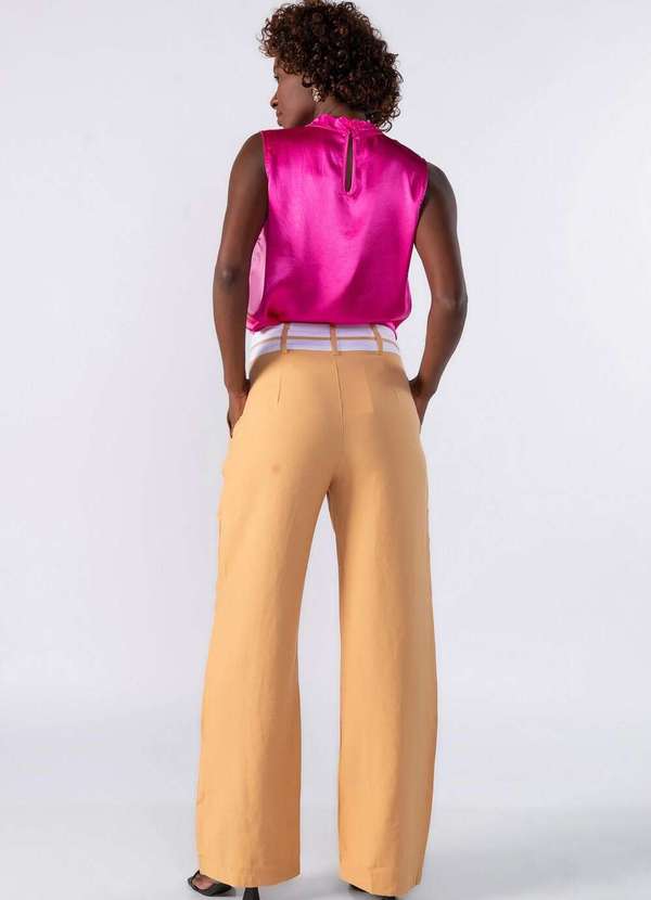 Lamis - Regata Gola Alta Cetim com Pregas no Decote Rosa 4