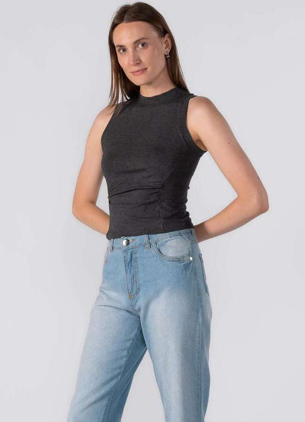 Lamis - Regata Raglan com Detalhe Acinturado Cinza Escuro 2