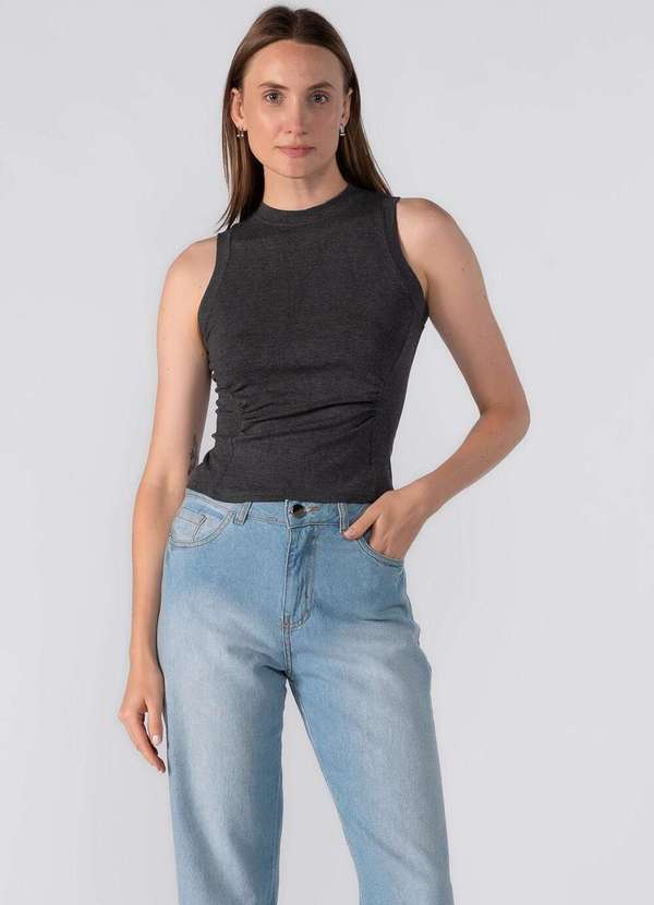 Lamis - Regata Raglan com Detalhe Acinturado Cinza Escuro 4