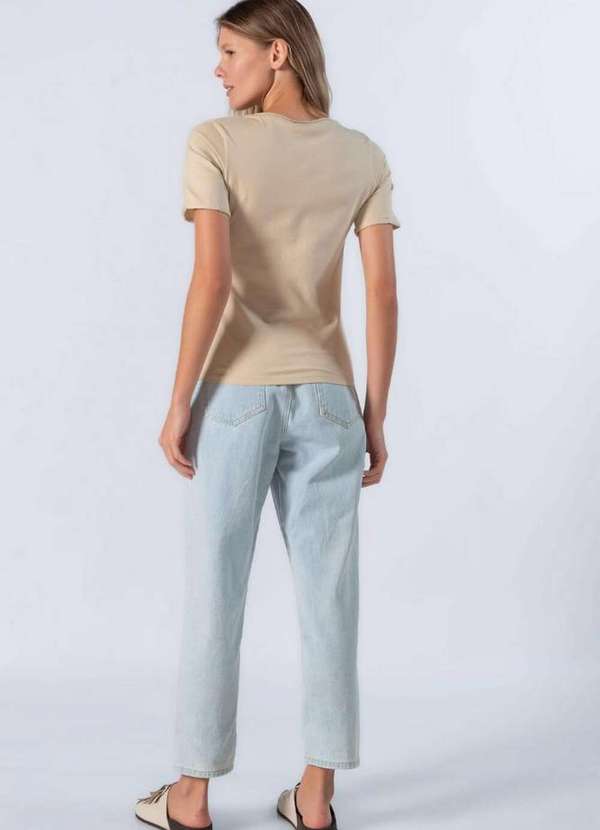 Lamis - T Shirts Gola V em Algodao Bege 4