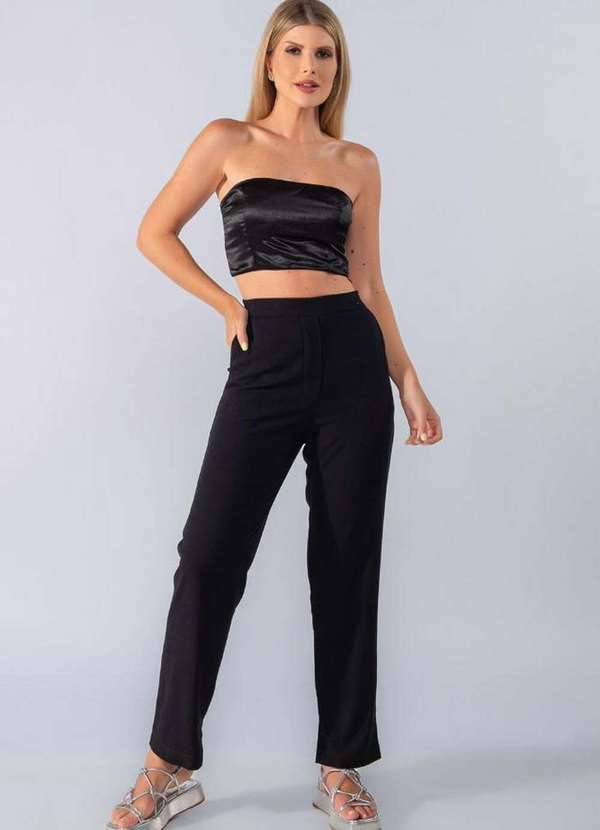 Lamis - Top Acetinado sem Manga Preto