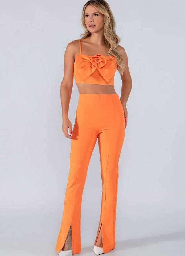 Lamis - Top com Flor Frontal Laranja
