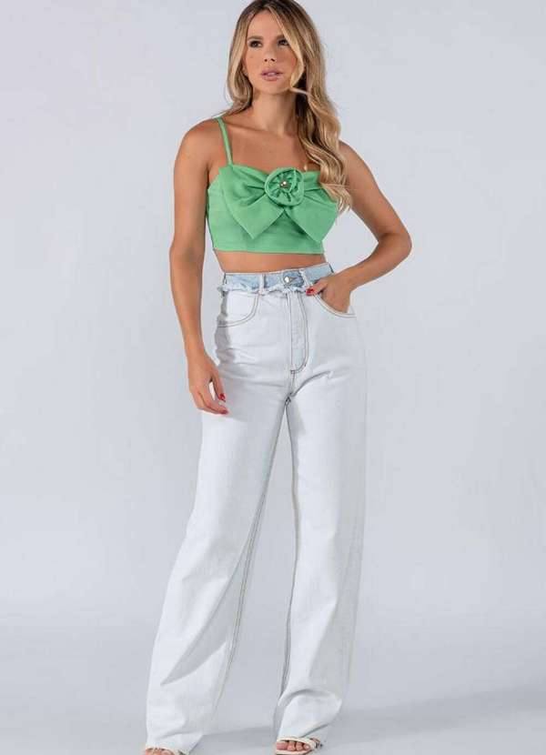 Lamis - Top com Flor Frontal Verde