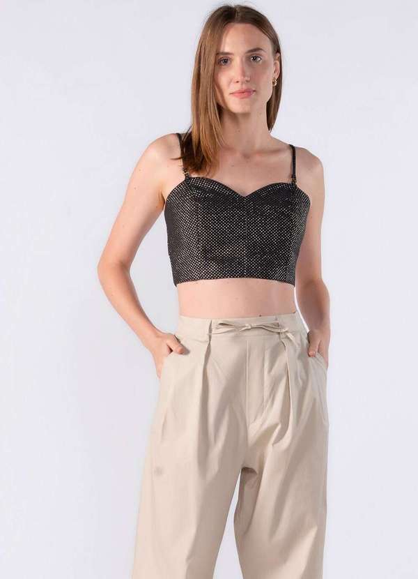 Lamis - Top Cropped Alca Fina Removivel Preto