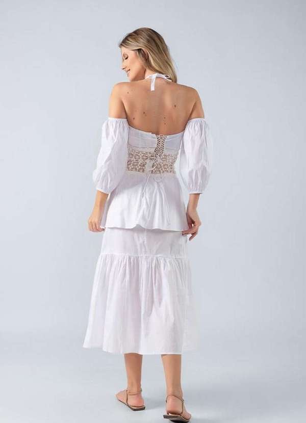 Lamis - Top Cropped Algodao Detalhe em Renda Branco 4