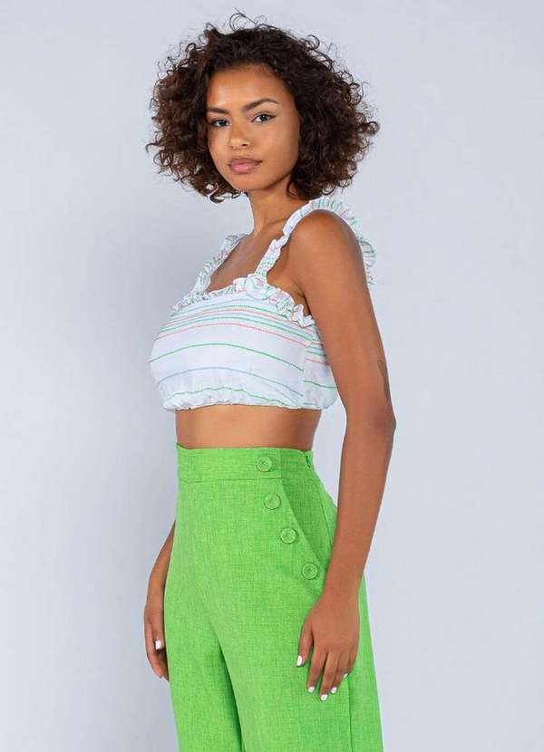 Lamis - Top Cropped Liocel Prespontado Babadinho Verde