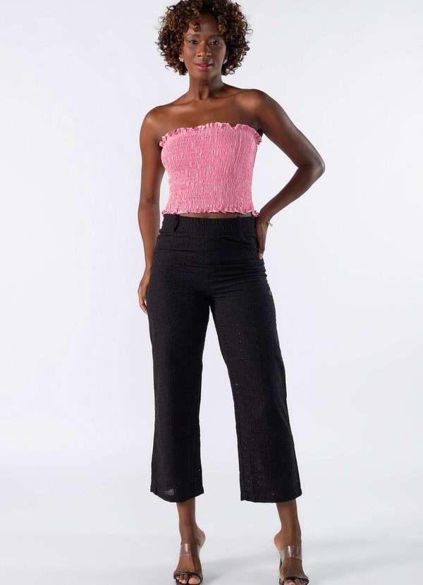 Lamis - Top Cropped Tomara que Caia Lastex Rosa 2