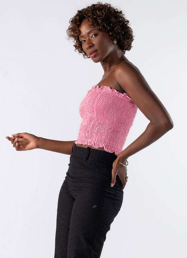 Lamis - Top Cropped Tomara que Caia Lastex Rosa 3