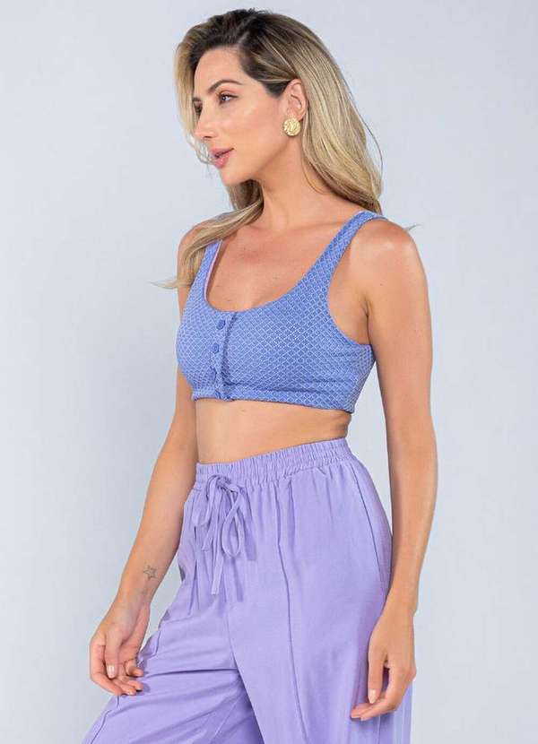 Lamis - Top Tecido Texturizao Detalhe Botoes Lilas