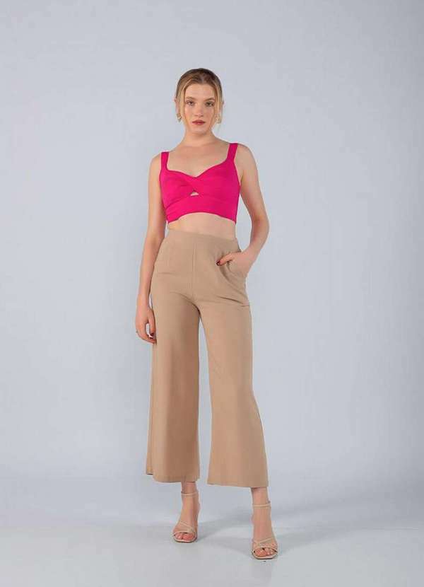 Lamis - Top Viscolinho Cruzado no Decote Lastex nas Costas Pink