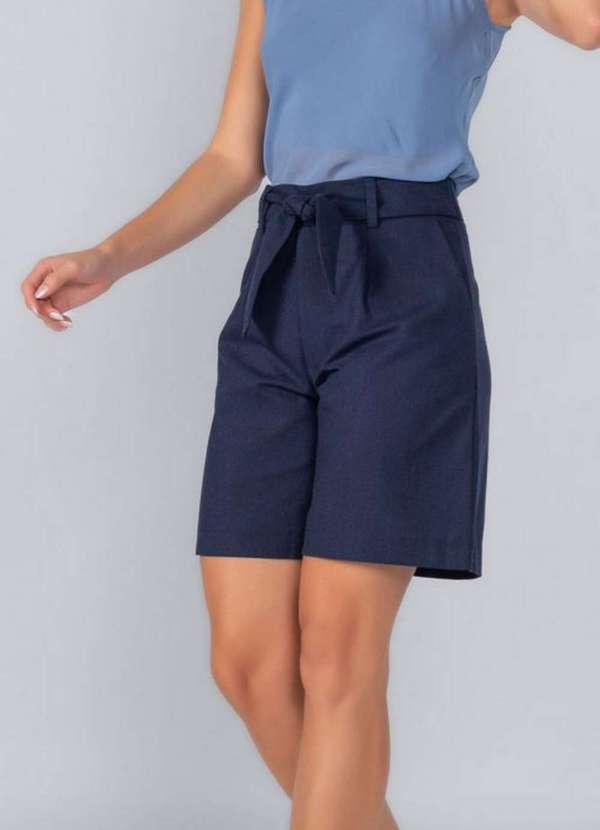 Lamis - Bermuda Linho Faixa Embutida Azul Marinho