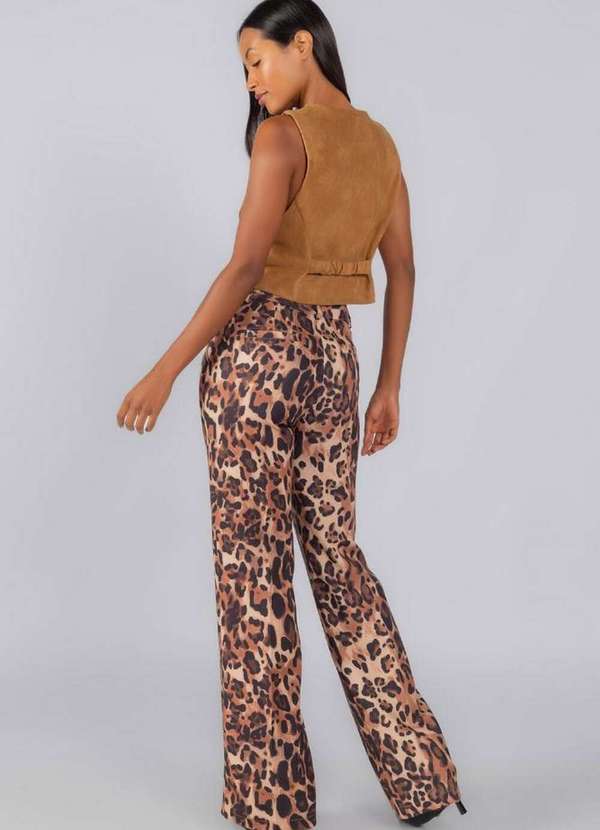 Lamis - Calça Alfaiataria Animal Print com Bolsos Preto 4