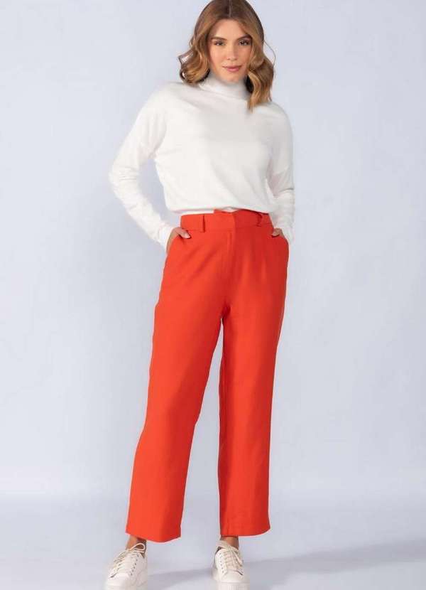 Lamis Calca Alfaiataria Cenoura com Bolso Laranja