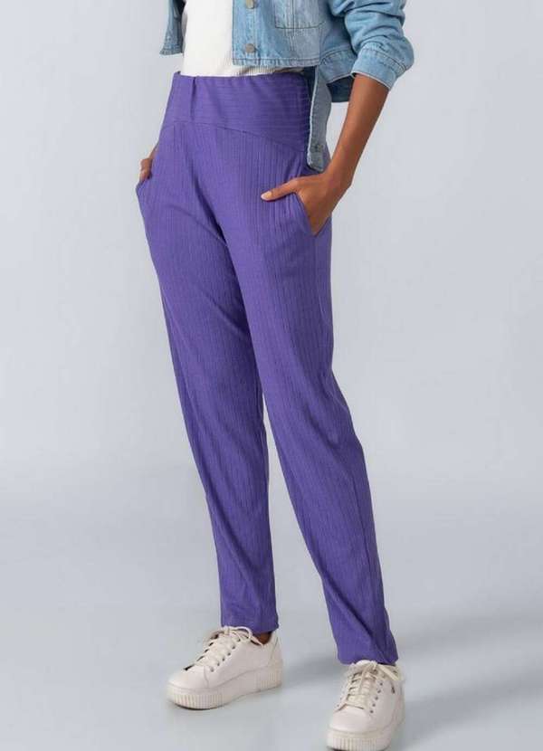 Lamis - Calca Canelada Reta Bolso Lateral Roxo 2