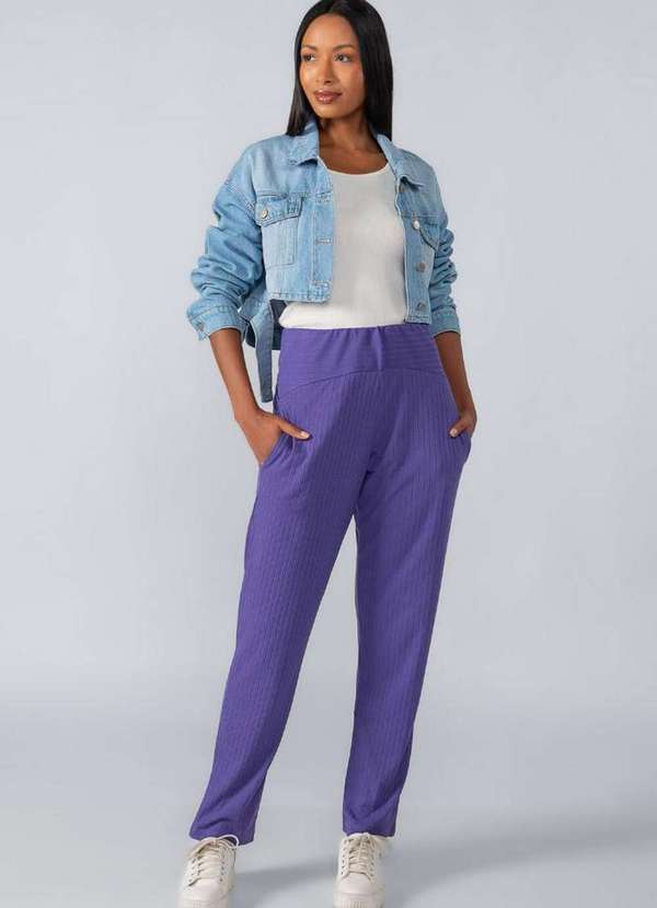 Lamis - Calca Canelada Reta Bolso Lateral Roxo 3