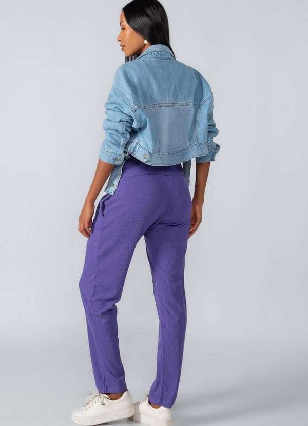 Lamis - Calca Canelada Reta Bolso Lateral Roxo 4
