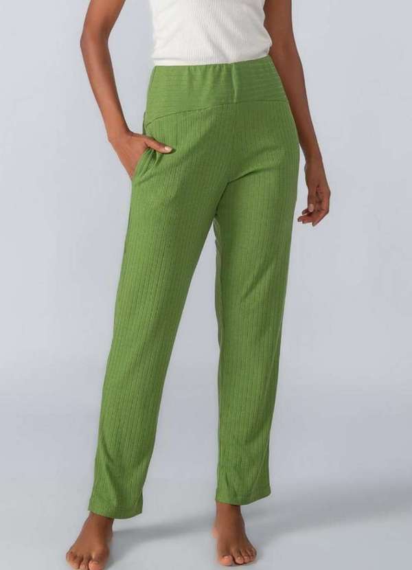 Lamis - Calca Canelada Reta Bolso Lateral Verde