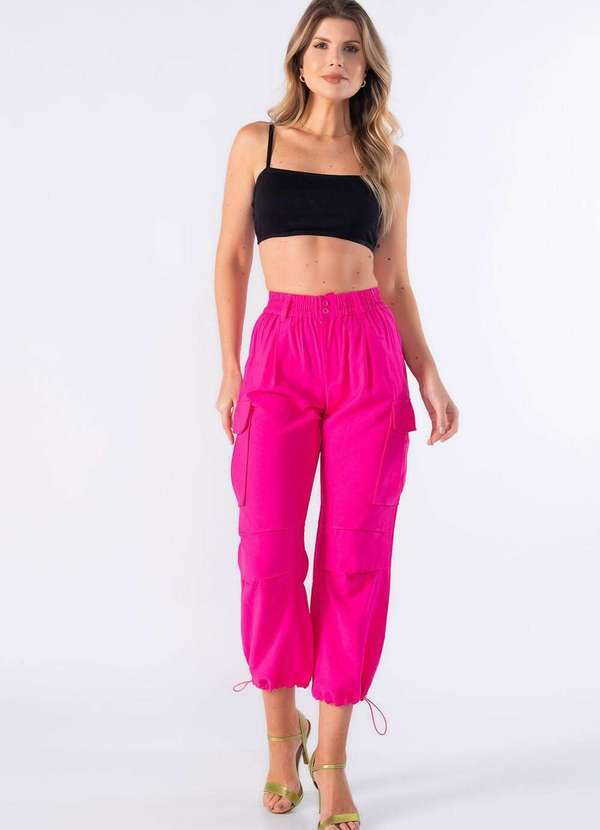 Lamis - Calca Cargo com Elastico na Barra Rosa 2