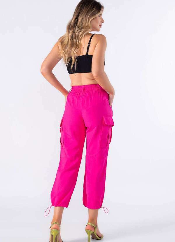 Lamis - Calca Cargo com Elastico na Barra Rosa 4