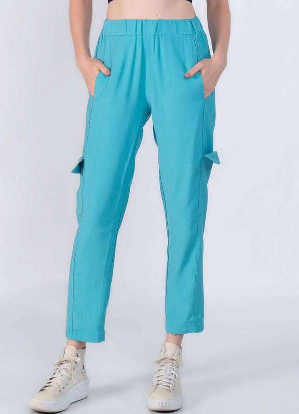 Lamis - Calca Cargo em Viscose com Elastico Azul 2