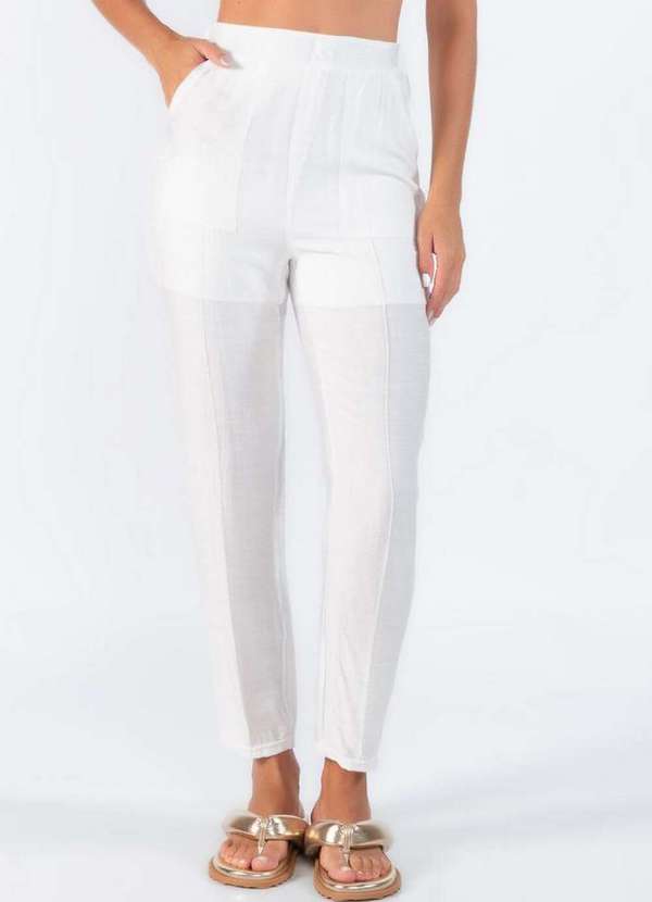 Lamis - Calca Cintura Alta Bolso Frontal Branco 2