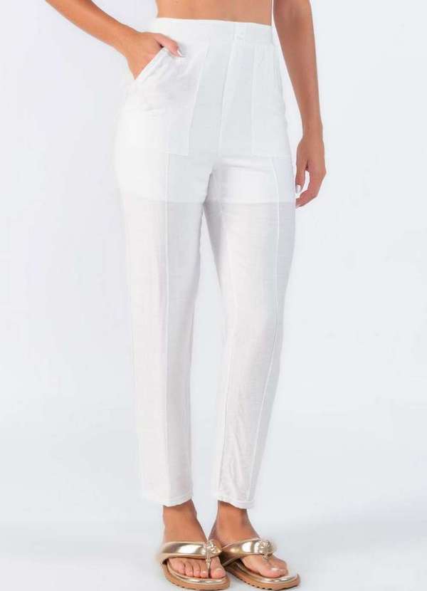 Lamis - Calca Cintura Alta Bolso Frontal Branco 3