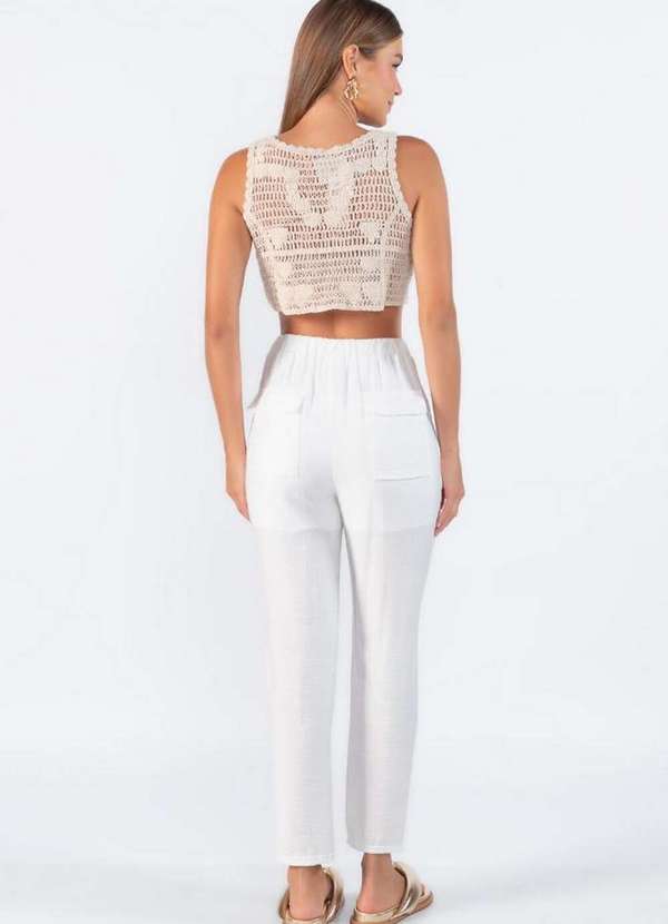 Lamis - Calca Cintura Alta Bolso Frontal Branco 4