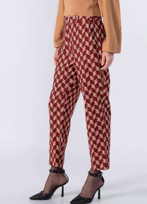 Lamis - Calca Cintura Alta Estampada Vermelho 3