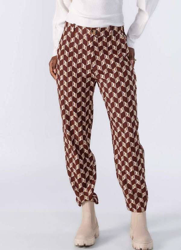 Lamis - Calca Cintura Alta Estampada Marrom