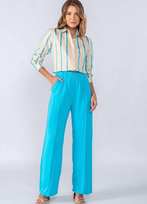 Lamis - Calça Cos de Elástico Color com Nervura Azul