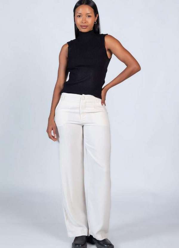 Lamis - Calca Crepe Alfaiataria Creme