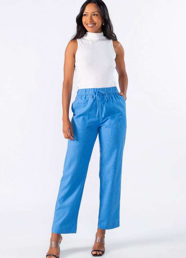 Lamis - Calca de Linho com Bolso Frontal Azul 2