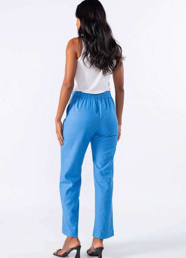Lamis - Calca de Linho com Bolso Frontal Azul 4