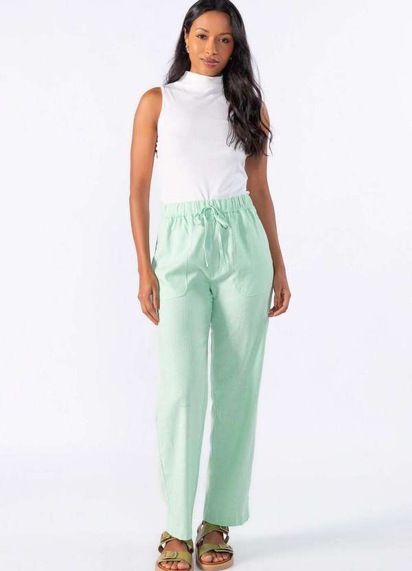 Lamis - Calca de Linho com Bolso Frontal Verde