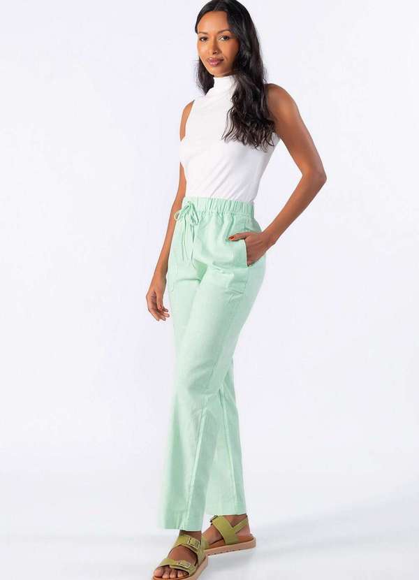 Lamis - Calca de Linho com Bolso Frontal Verde 3
