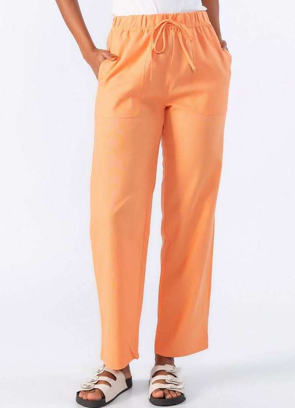 Lamis - Calca de Linho com Bolso Frontal Laranja