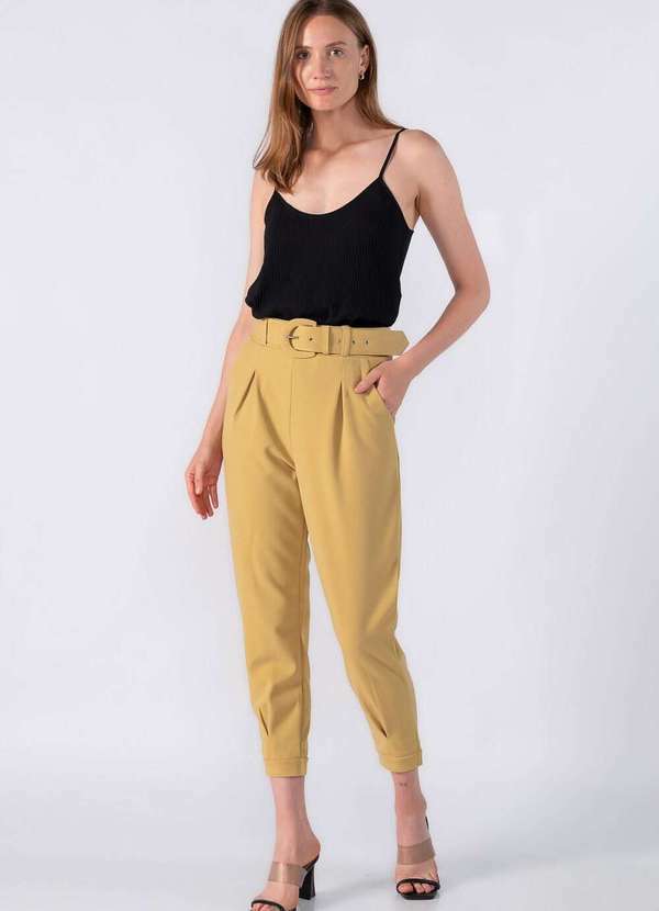 Lamis - Calca em Crepe com Detalhe na Barra Verde Claro 2